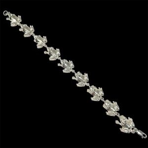 Sterling Silver 925 Frog Link Tennis Bracelet